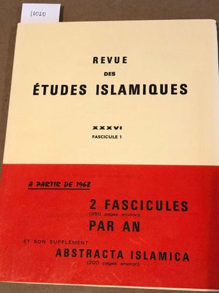 Item #10020 Revue des études Islamiques XXXVI Fascicule 1 (1968
