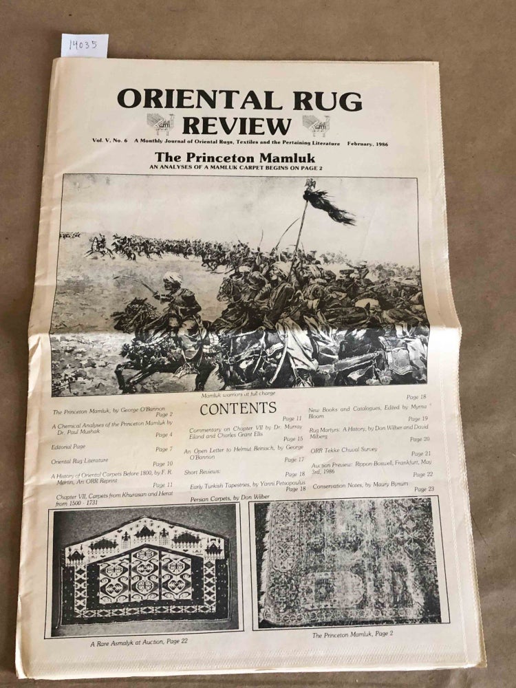 Item #14035 Oriental Rug Review Vol. V, No. 11, February, 1986. Ron O' Callaghan.
