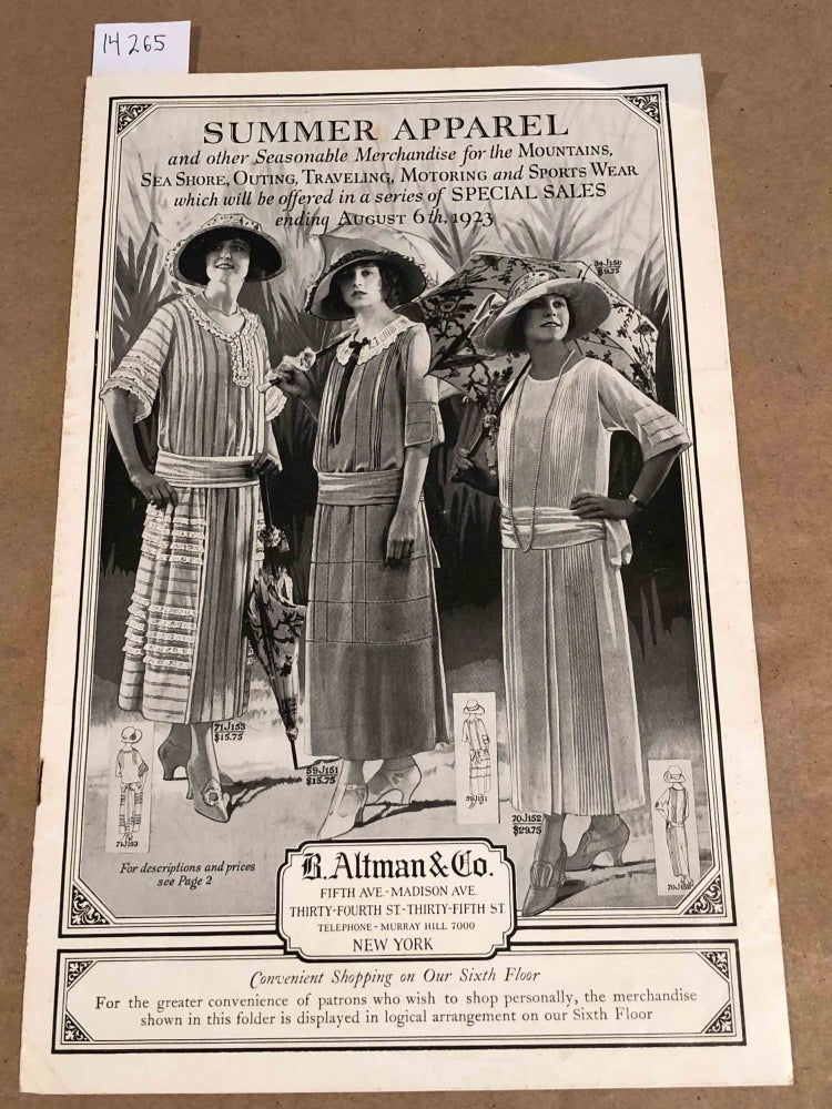 Item #14265 Summer Apparel catalog 1923. B. Altman.