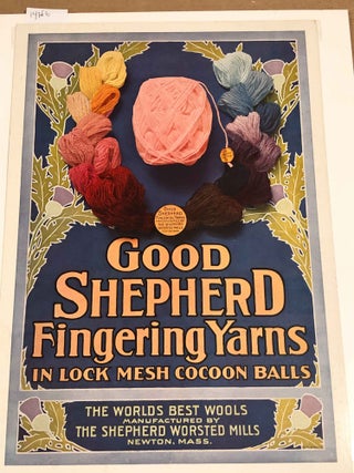 Item #14266 Good Shepherd Fingering Yarns advertising poster (ca. 1930). Shepherd Worsted Mills