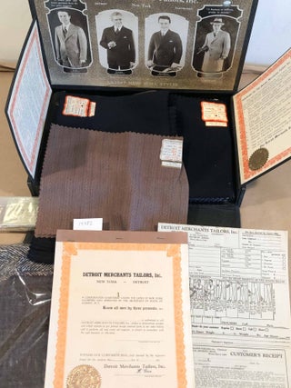 Item #14482 Detroit Merchants Tailors Traveling Salesman's case with sample and order forms....