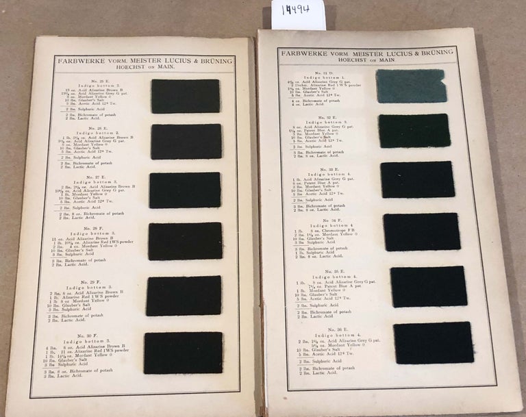 Item #14494 Incomplete Sample book of Dyed Wool loose Indigo bottom Alizarine colours of Farbwerke Vorm. Meister Lucius & Bruning. Meister Lucius, Bruning.