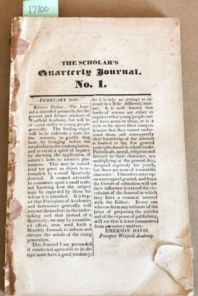 Item #17100 The Scholar's Quarterly Journal vol. 1, No. 1, 2, 3, 4, part of vol. 2, No.2....