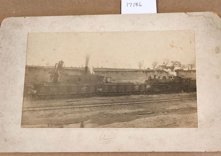 Item #17186 Photograph Hopper cars and Locomotive North Western Line Illinois ca. 1880. Charles Frank Smith.