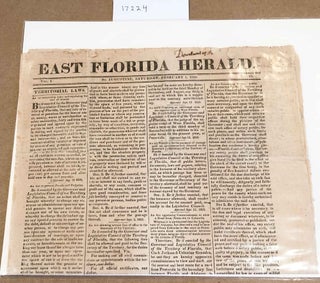 Item #17224 East Florida Herald Feb. 1, 1823 1 issue. E. B. Gould