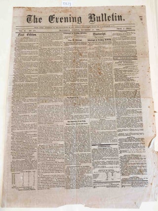 Item #17373 The Evening Bulletin, Providence Rhode Island Newspaper Nov. 15, 1864 issue with...