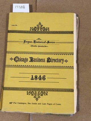 Item #17388 Norris Business Directory and Statistics of the City of Chicago 1846... Fergus...
