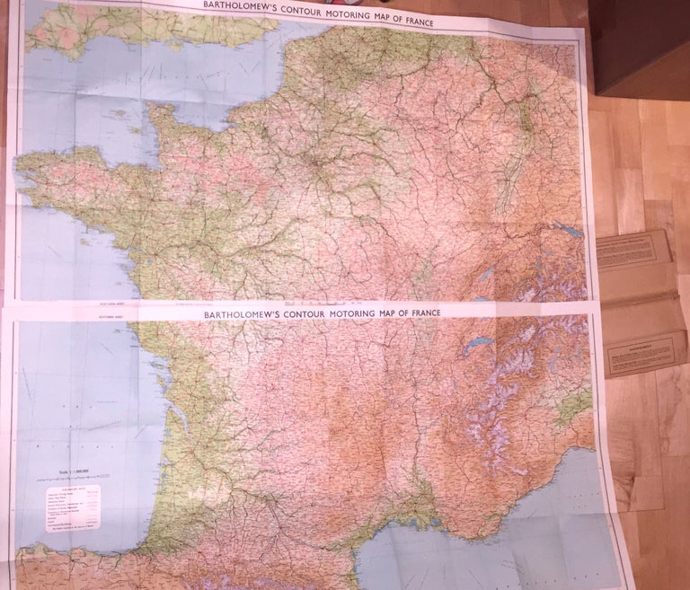 Item #3100 Bartholomew's Contour Motoring Map of France. John Bartholomew.