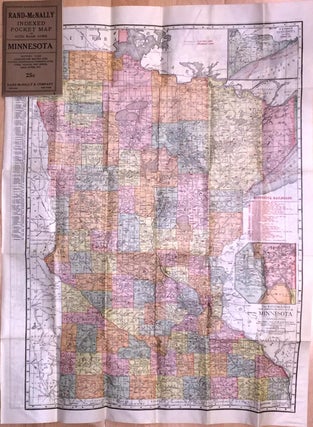 Indexed Pocket Map and Road Guide of MINNESOTA (1919. Rand McNally.
