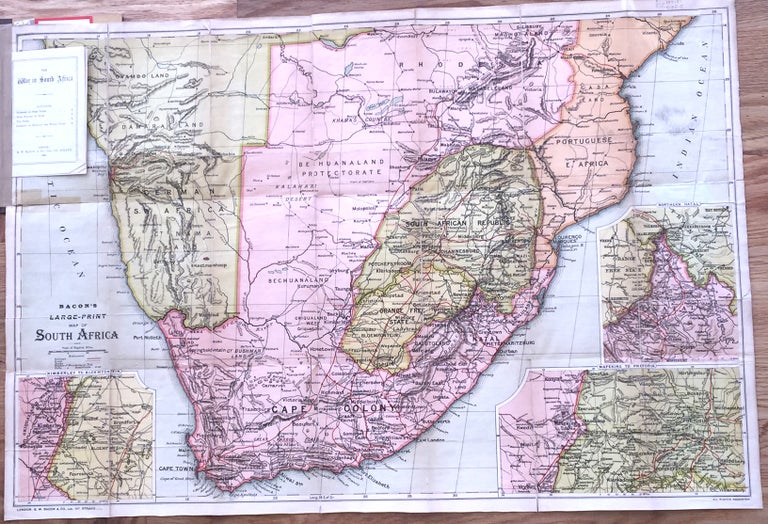 Item #3217 The Transvaal War Bacon's Large - Print Map of South Africa 1900. Bacon.