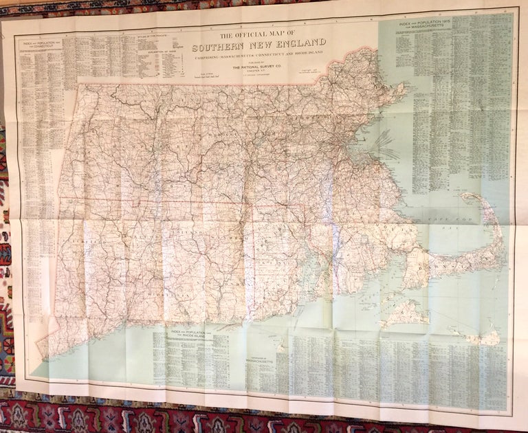 Item #3220 The Official Map of Southern New England Comprising Massachusetts, Connecticut and Rhode Island. National Survey Co.