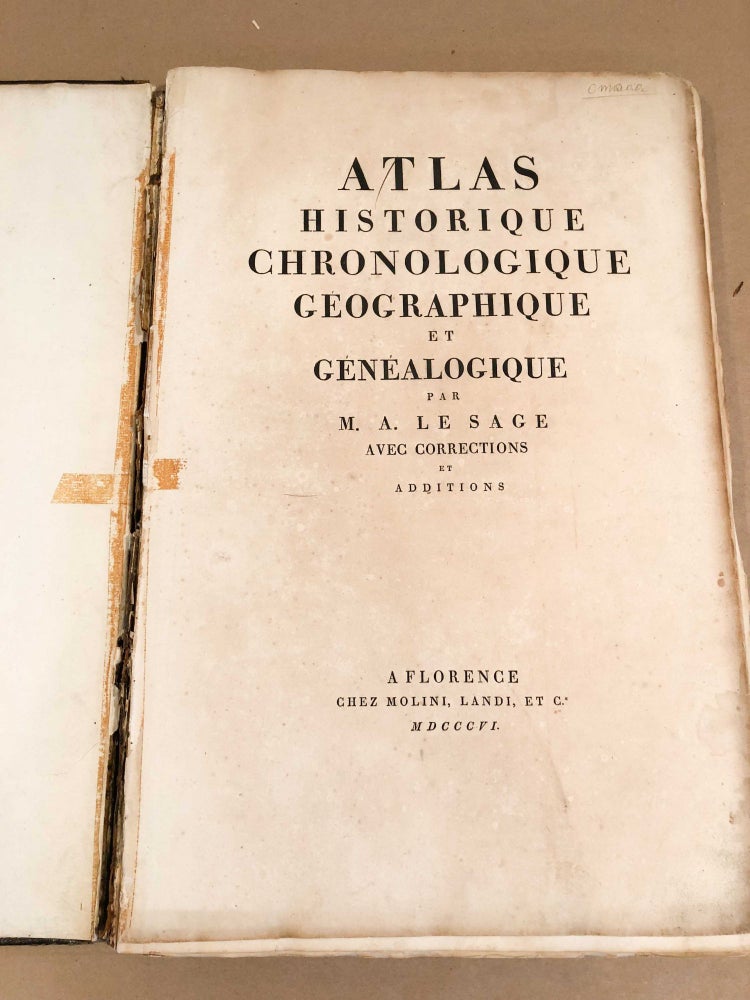 Item #3316 Atlas Historique Chronoligique Geographique et Genealogique par M. A. Le Sage Avec Corrections et Additions. M. A. Le Sage.