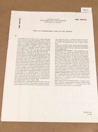 Item #3437 Index to Topographical maps of New Mexico 1980. United States Geological Survey