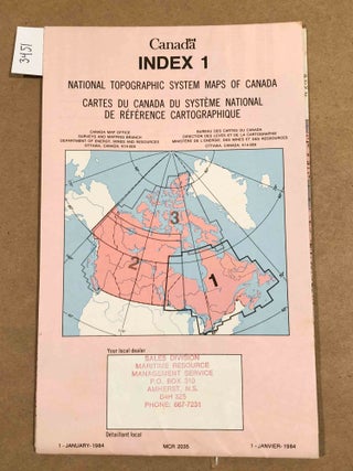 Item #3451 Index to Topographic Sysyem Maps of Canada 1984 Index 1- Eastern Canada. National...