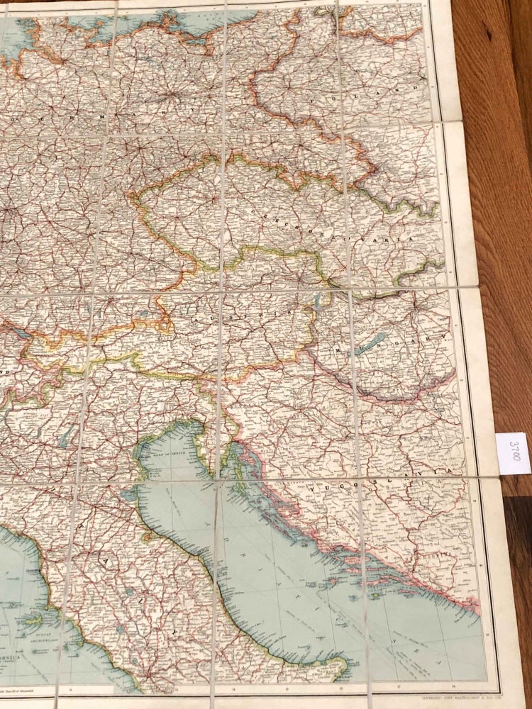 Item #3700 Bartholomew's Motoring Map of Central Europe Showing the best touring roads (1923). Bartholomew.