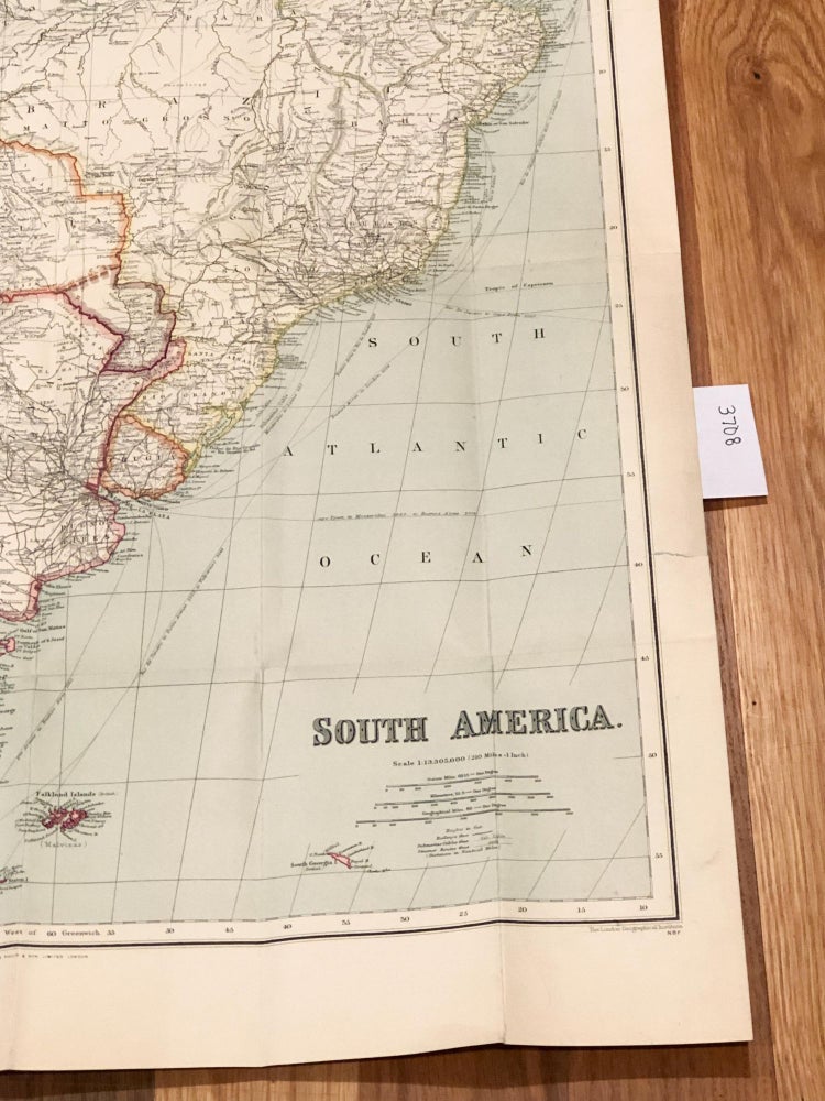 Item #3708 Philips' Map for Tourists and Travellers SOUTH AMERICA. George Philip, Son.