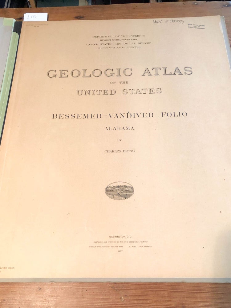Item #3747 Geologic Atlas of the United States. Bessemer- Van Diver Alabama Folio 221 1927. Charles Butts.