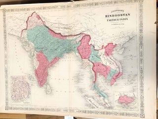 Item #3810 Johnson's HINDOOSTAN and Farther India (map). A. J. Johnson