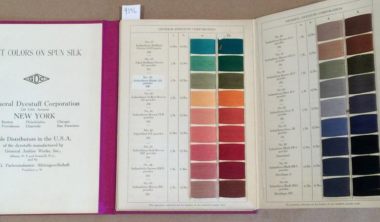 Item #4146 Vat Colors on Spun Silk ( GDC 72). General Dyestuff Corporation, I. G. Farbenindustrie.