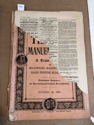 Item #4387 The Textile Manufacturer a Trade Journal for Mill owners, Machinists, Dyers, &c. no....