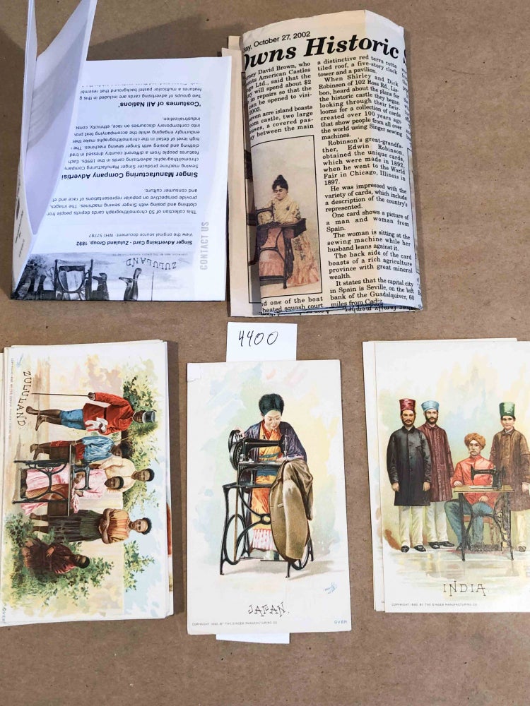 Item #4400 Costumes of all Nations - Singere Sewing Machine advertisements 33 cards. Singer Sewing Machines.
