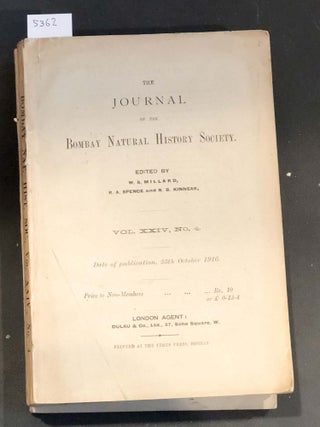 Item #5362 The Journal of the Bombay Natural History Society Vol. XXIV Nos.. 1- 5 1915 - 1916...