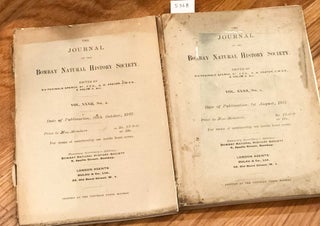 Item #5368 The Journal of the Bombay Natural History Society Vol. XXXII Nos.. 1- 2 only 1927...