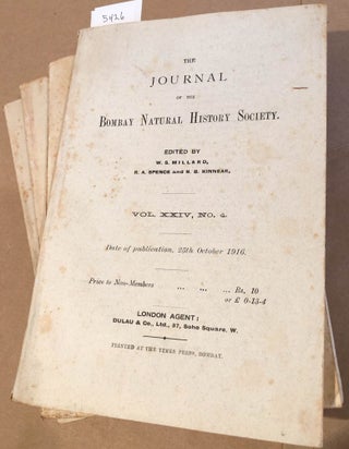 Item #5426 The Journal of the Bombay Natural History Society Vol. XXIV Nos.. 1- 4 1915 - 1916...