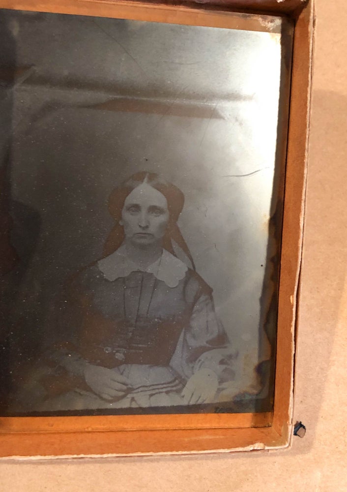Item #6362 Stanley Dry Plate 5 x 7 Newton Massachusetts Photography box with glass negative plate of woman ca. 1880. Stanley.