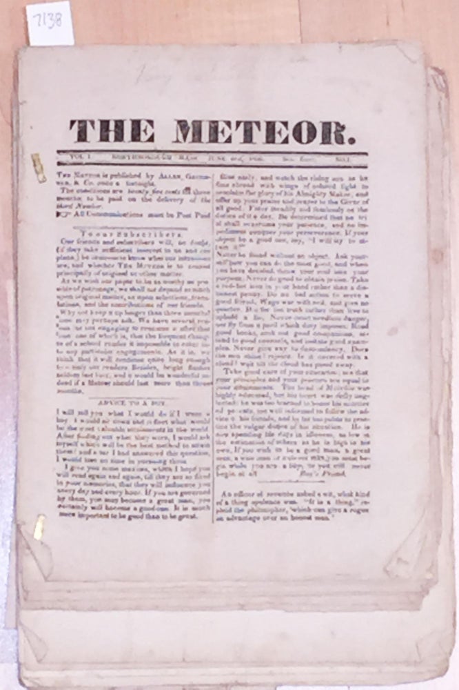 Item #7138 The Meteor (Vol.1 No. 1-18 1836- 1837). Allen Geisinger.