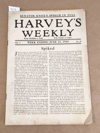 Item #7263 Harvey's Weekly (Vol. 2 No. 25, June 21, 1919) Senator Knox's Speech in Full (League...