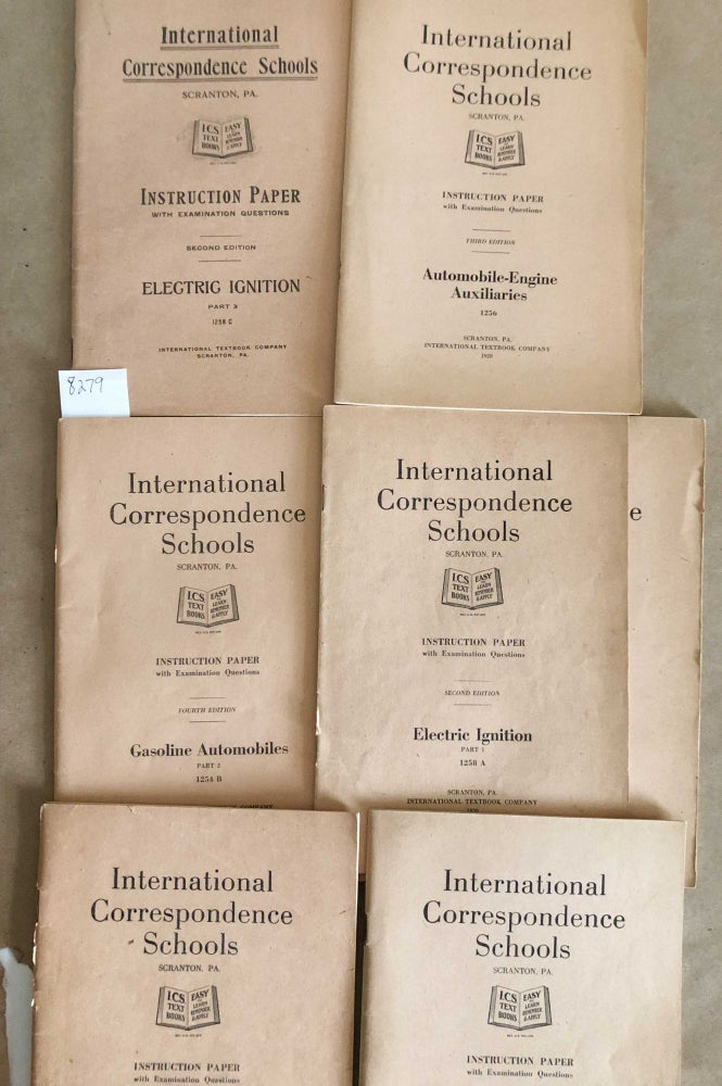 Item #8279 Automobile related repair 16 booklets 1910- 1920 with duplicates Gasoline Automobile Engines, Carbureters, Electric Ignition, Transmission and Control, Electric Starting, Bearings and Lubrication, Troubles and Remedies. International Correspondence Schools.