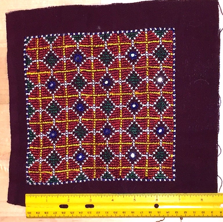 Item #90002 Embroidery for Pillow or Cushion with mirrors. India.