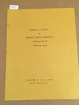 Item #9583 Subject Index to The Baker Street Journal Volumes 20 - 24 1970- 1974 new series....