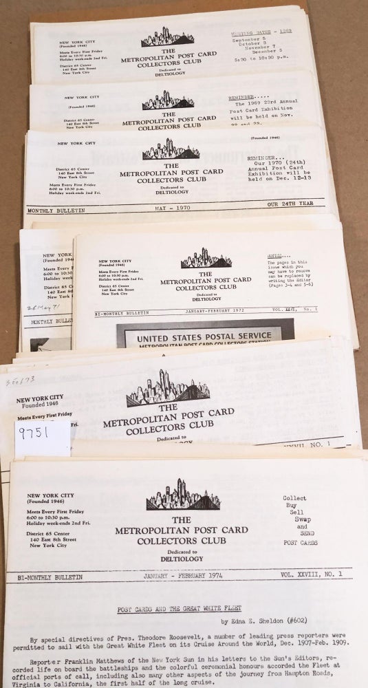 Item #9751 Metropolitan Postcard Collectors Club Bulletins (42 issues and 2 rosters 1968- 1974). Edw. J. Rohrlack, ed.