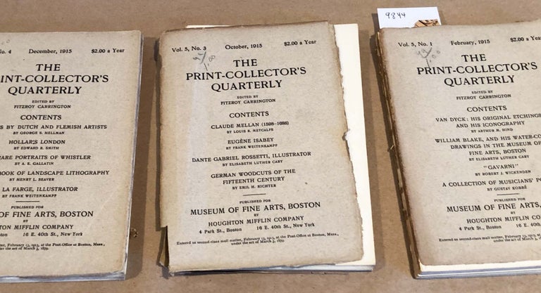 Item #9844 The Print - Collector's Quarterly Vol. 5 Numbers 1, 3, 4, only 1915. Frederick Keppel, Company Fitzroy Carrington, ed.