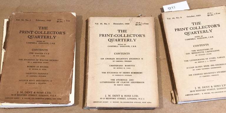 Item #9847 The Print - Collector's Quarterly Vol. 10 Numbers 1, 3, 4 only 1923. J. M. Dent, Campbell Dodgson Sons, ed.