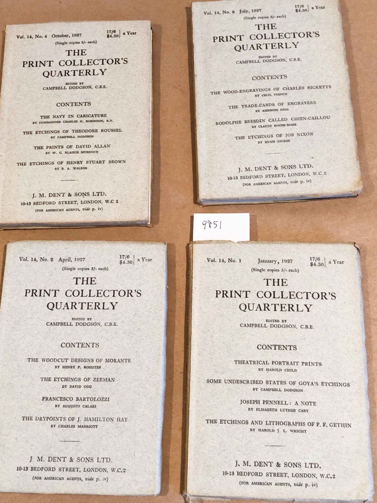 Item #9851 The Print - Collector's Quarterly Vol. 14 Numbers 1, 2, 3, 4 1927. J. M. Dent, Campbell Dodgson Sons, ed.